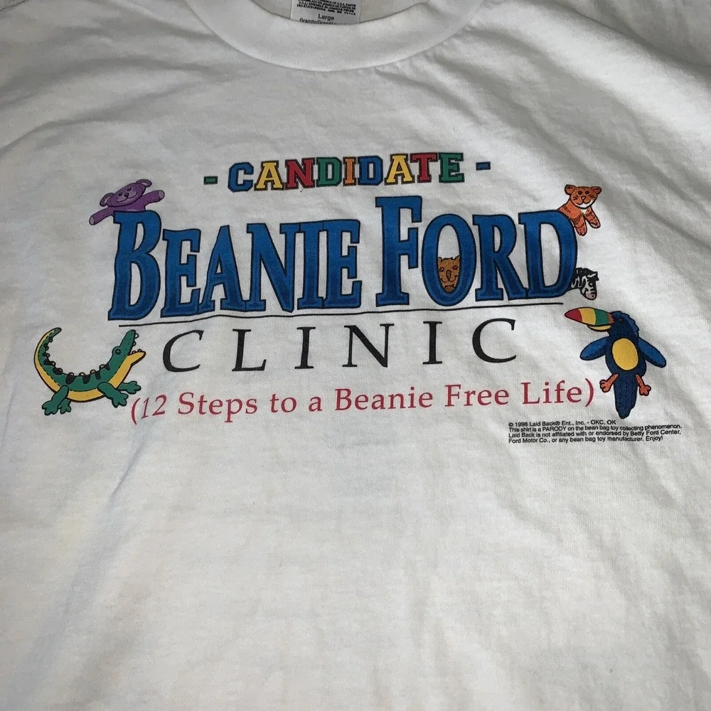 Vintage Ty Beanie Ford Clinic Baby Collectors Tee T-shirt L‎ 1998 Excellent 90's - Picture 2 of 9